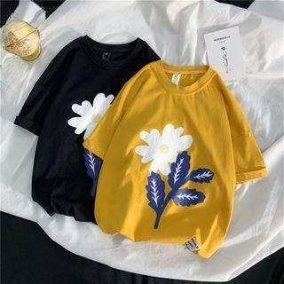 Couple Matching Short-sleeve Floral Printed T-shirt