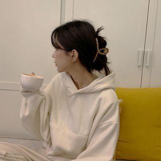 Kangaroo-pocket Drawcord-hem Boxy Hoodie