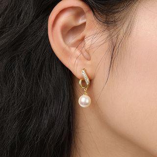 Faux Pearl Rhinestone Alloy Dangle Earring 1 Pair - Dangle Earring - Geometric & Faux Pearl - White - One Size