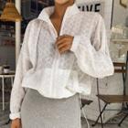 Eyelet-lace Zip-up Boxy Jacket