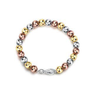 Simple Geometric Colorful Ball Bead Bracelet Silver - One Size