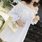 3/4-sleeve Off Shoulder Mini Dress