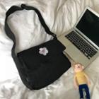 Embroidered Messenger Bag Black - One Size