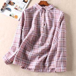 Plaid Overhead Shirt Plaid - Pink - One Size