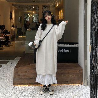 Plain Midi Sweater Dress / Maxi A-line Chiffon Skirt