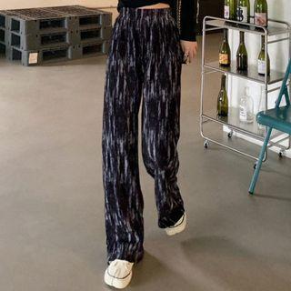 Tie-dye Loose-fit Pants Black - One Size
