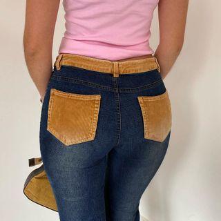 Corduroy Paneled Boot-cut Jeans