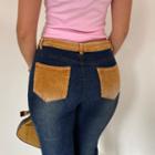 Corduroy Paneled Boot-cut Jeans