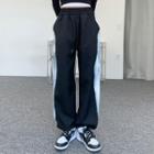 High-waist Color-block Wide-leg Sweatpants