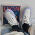 Two-tone Lettering Canvas Sneakers