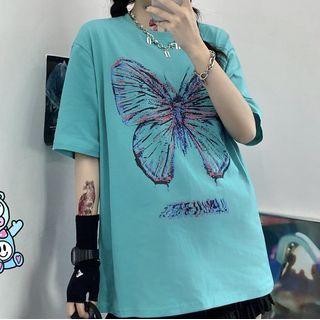 Couple Matching Short Sleeve Butterfly Print T-shirt