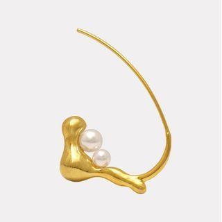 Faux Pearl Irregular Threader Earring 1 Pair - Gold - One Size