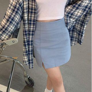 High Waist Plain Split Skirt Skirt - One Size