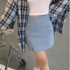 High Waist Plain Split Skirt Skirt - One Size