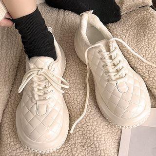 Quilted Platform Lace Up Sneakers