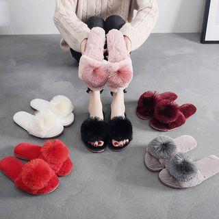 Pom Pom Furry Slide Sandals