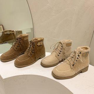 Lace-up Fleece Short Boots
