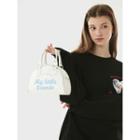 Letter-embroidered Hand Bag With Strap White - One Size