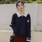 Collared Sweater Navy Blue - One Size