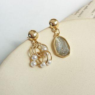 Asymmetrical Resin Faux Pearl Drop Earring