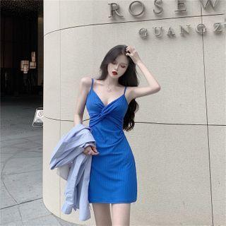 Spaghetti Strap Striped A-line Dress / Shirt