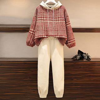 Set: Plaid Hoodie + Cropped Harem Pants