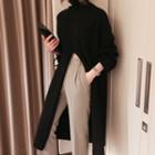 Slit-hem Long Turtleneck Sweater