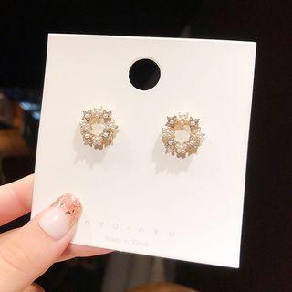 Faux Pearl Hoop Stud Earring 1 Pair - E1370 - Gold - One Size