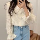 Long-sleeve Collared Fluffy Blouse