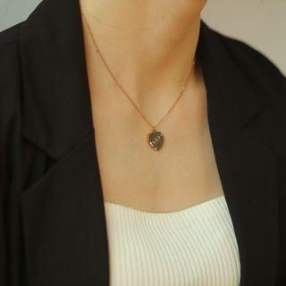 Heart Pendant Stainless Steel Necklace 1678 - Rose Gold - One Size