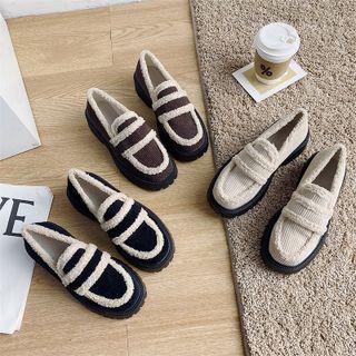 Platform Fleece Trim Moccasins