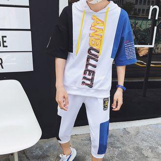 Set: Short-sleeve Color Block T-shirt + Harem Pants