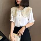 Short-sleeve Dotted Collar Blouse