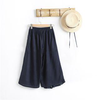 Lace Panel Cropped Wide-leg Pants