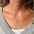 Alloy Leaf Pendant Necklace Silver - One Size