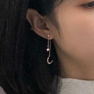 Rhinestone Crescent Dangle Earring