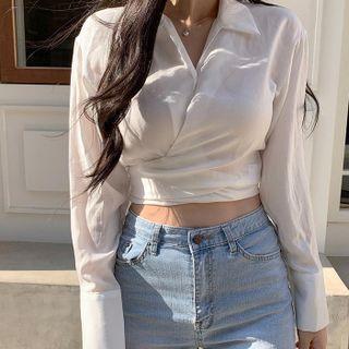 Long Sleeve V Neck Plain Shirt
