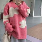 Cloud Print Sweater / Midi A-line Skirt