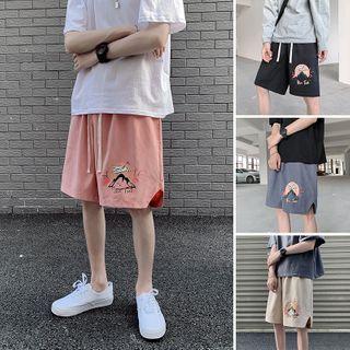 Mountain Print Drawstring Shorts