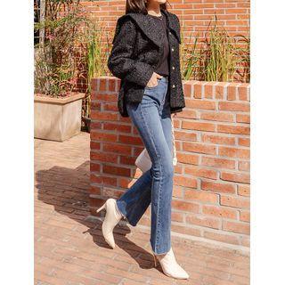 Wide-collar Tweed Jacket