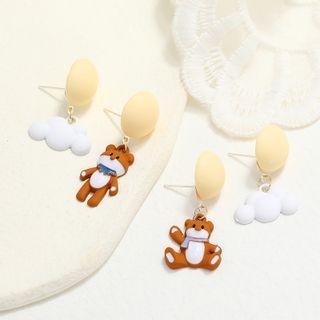 Bear Cloud Asymmetrical Acrylic Dangle Earring