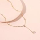 Rhinestone Y Necklace Gold - One Size