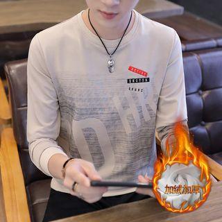 Long-sleeve Lettering Fleece-lined T-shirt