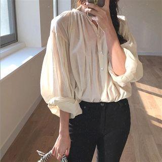 Plain Loose-fit Blouse As Figure - One Size