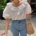Puff-sleeve Pintuck Blouse White - One Size
