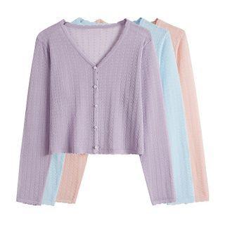 Long Sleeve Plain Knit Cardigan