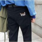 Animal Embroidered Straight-fit Pants