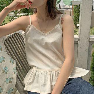 Laced Peplum Camisole Top Oatmeal - One Size