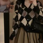 Argyle Cardigan Black & Gray - One Size