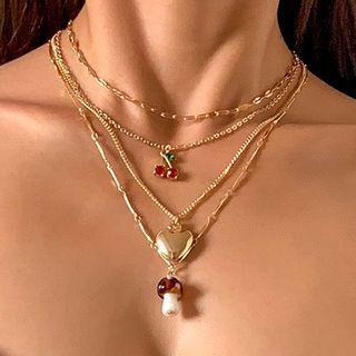 Mushroom Necklace Gold - One Size